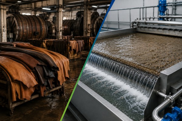 Tannery and leather processing effluent treatment with dissolved air flotation
