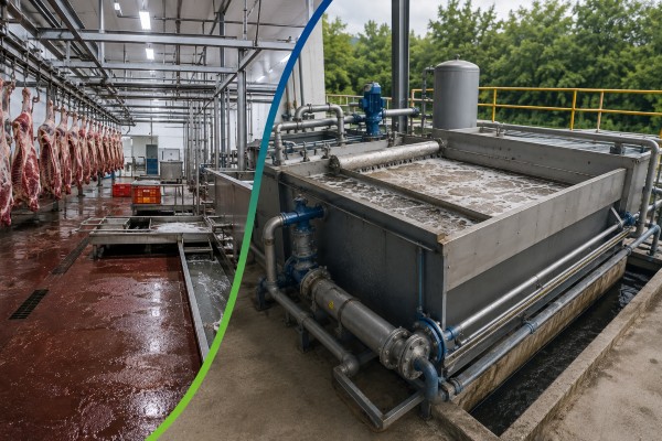 Abattoir and meat processing wastewater treatment with dissolved air flotation